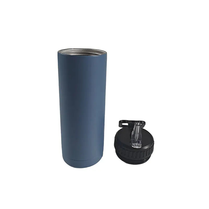 Blue Stainless Steel Water Bottle with Straw Portable Design