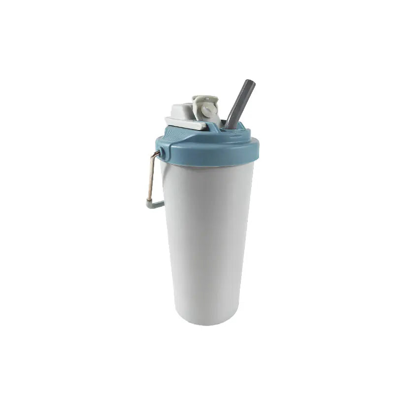 Minimalist White Stainless Steel Tumbler with Straw Lid
