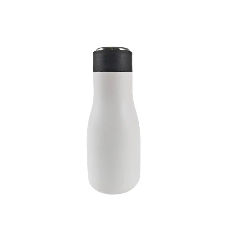 Minimalist White Stainless Steel Water Bottle with Carry Strap