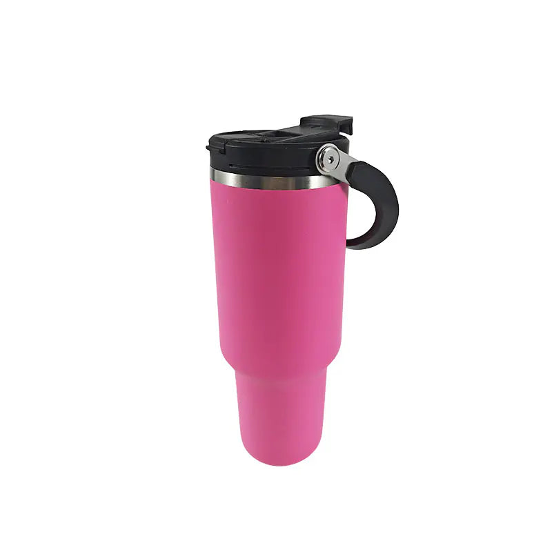 Double Wall Stainless Steel Tumbler with Handle Lid